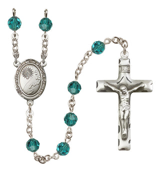 Sterling Silver 6mm Footprints / Cross  Engraved Catholic Rosaries