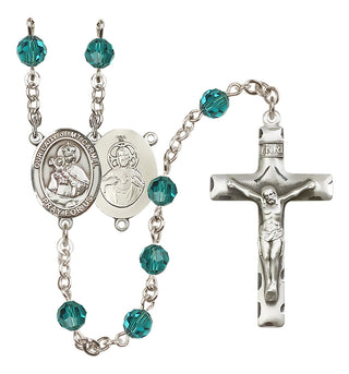 Sterling Silver 6mm Austrian Crystal Our Lady of Mount Carmel Rosary in Zircon
