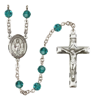 Sterling Silver 6mm Austrian Crystal Our Lady of Knock Rosary in Zircon