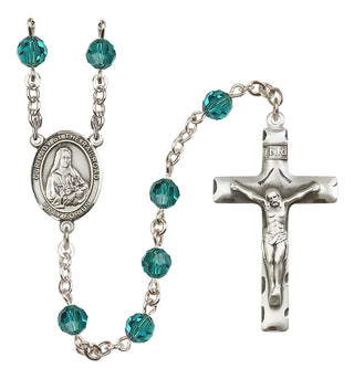 Sterling Silver 6mm Austrian Crystal Our Lady of the Railroad Rosary in Zircon