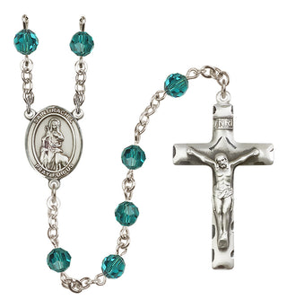 Sterling Silver 6mm Austrian Crystal Saint Rachel Rosary in Zircon