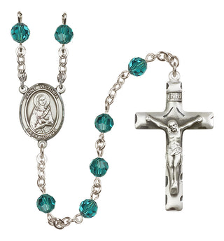 Sterling Silver 6mm Austrian Crystal Saint Victoria Rosary in Zircon