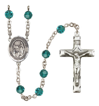 Sterling Silver 6mm Austrian Crystal Virgen del Lourdes Rosary in Zircon