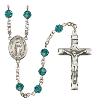 Sterling Silver 6mm Austrian Crystal Virgin of the Globe Rosary in Zircon