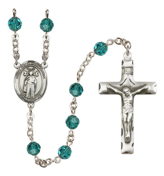 Sterling Silver 6mm Austrian Crystal Saint Ivo of Kelmartin Rosary in Zircon