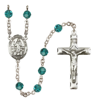 Sterling Silver 6mm Austrian Crystal Saint Bernadine of Sienna Rosary in Zircon