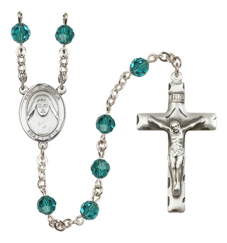 Sterling Silver 6mm Austrian Crystal Saint Alphonsa of India Rosary in Zircon