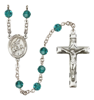 Sterling Silver 6mm Austrian Crystal Saint Margaret of Scotland Rosary in Zircon