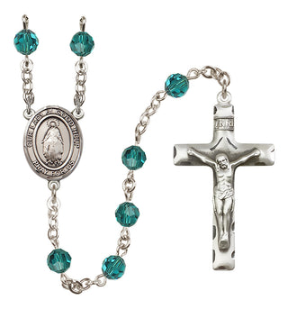 Sterling Silver 6mm Austrian Crystal Our Lady of Good Help Rosary in Zircon