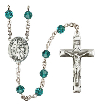 Sterling Silver 6mm Austrian Crystal Guardian Angel w/Children Rosary in Zircon