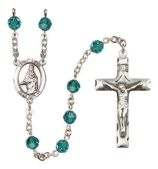 Sterling Silver 6mm Austrian Crystal Saint Emma Uffing Rosary in Zircon