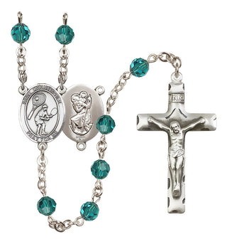 Sterling Silver 6mm Austrian Crystal Saint Christopher/Tennis Rosary in Zircon