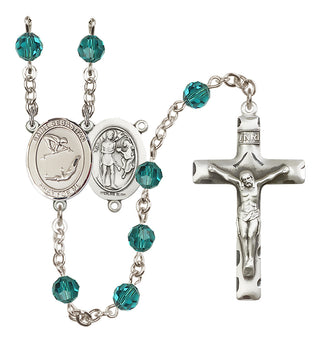 Sterling Silver 6mm Austrian Crystal Saint Sebastian/Gymnastics Rosary in Zircon