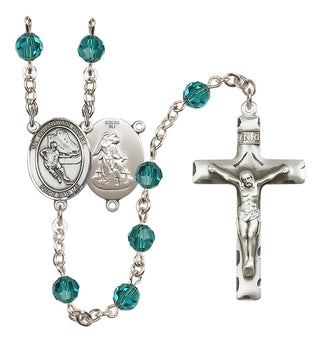 Sterling Silver 6mm Guardian Angel/Hockey Rosary
