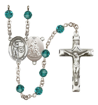 Sterling Silver 6mm Austrian Crystal Guardian Angel/Golf Rosary in Zircon