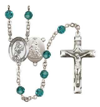 Sterling Silver 6mm Austrian Crystal Guardian Angel/Softball Rosary in Zircon