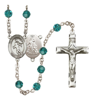 Sterling Silver 6mm Austrian Crystal Guardian Angel/Track&Field-Women Rosary in Zircon