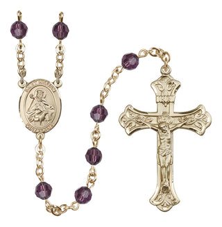 14 Karat Gold-Filled 6mm Austrian Crystal Saint William of Rochester Rosary in Amethyst