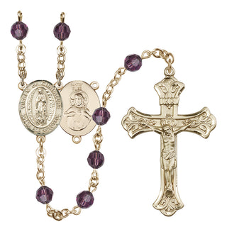 14 Karat Gold-Filled 6mm Austrian Crystal Virgen de Guadalupe Rosary in Amethyst