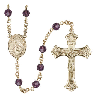 14 Karat Gold-Filled 6mm Austrian Crystal Saint Margaret of Cortona Rosary in Amethyst