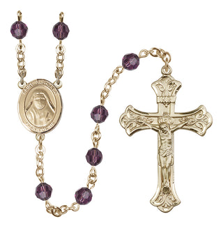 14 Karat Gold-Filled 6mm Austrian Crystal Saint Alphonsa of India Rosary in Amethyst