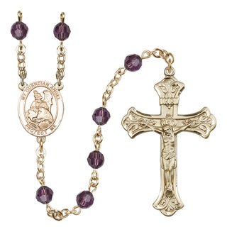 14 Karat Gold-Filled 6mm Austrian Crystal Guardian Angel Protector Rosary in Amethyst