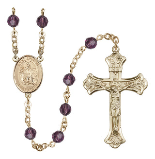 14 Karat Gold-Filled 6mm Austrian Crystal Saint Ephrem Rosary in Amethyst