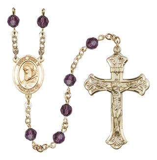 14 Karat Gold-Filled 6mm Austrian Crystal Pope Pius V Rosary in Amethyst