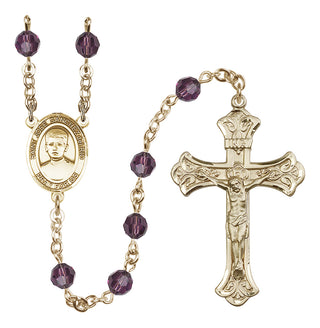 14 Karat Gold 6mm Austrian Crystal Saint Jose Sanchez del Rio Rosary in Amethyst