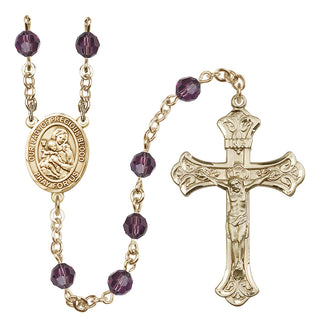 14 Karat Gold 6mm Austrian Crystal Our Lady of the Precious Blood Rosary in Amethyst