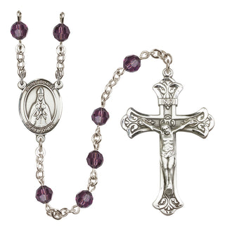 Sterling Silver 6mm Austrian Crystal Saint Blaise Rosary in Amethyst
