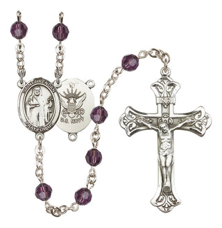 Sterling Silver 6mm Saint Brendan the Navigator/Navy Rosary