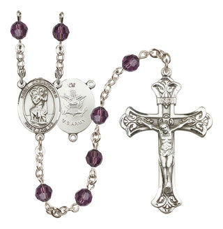 Sterling Silver 6mm Saint Christopher / Army Rosary