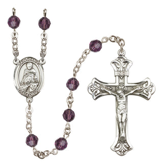 Sterling Silver 6mm Austrian Crystal Saint Daniel Rosary in Amethyst