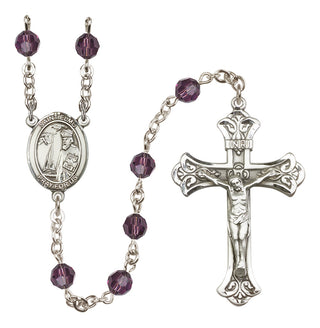 Sterling Silver 6mm Austrian Crystal Saint Elmo Rosary in Amethyst