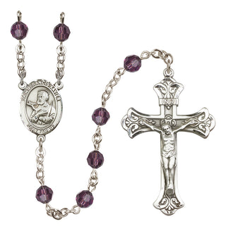 Sterling Silver 6mm Austrian Crystal Saint Francis Xavier Rosary in Amethyst