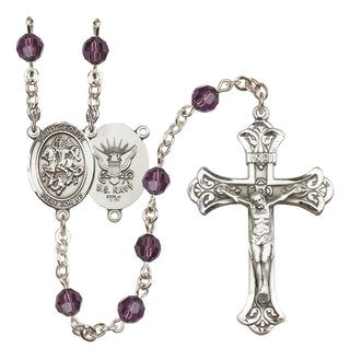 Sterling Silver 6mm Saint George / Navy Rosary