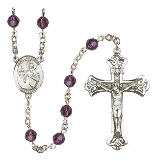 Sterling Silver 6mm Austrian Crystal Saint Matthew the Apostle Rosary in Amethyst