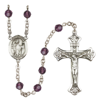 Sterling Silver 6mm Austrian Crystal Saint Richard Rosary in Amethyst