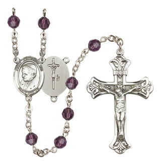 Sterling Silver 6mm Austrian Crystal Pope Emeritace Benedict XVI Rosary in Amethyst