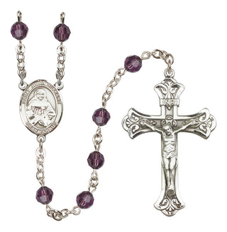 Sterling Silver 6mm Austrian Crystal Saint Julia Billiart Rosary in Amethyst