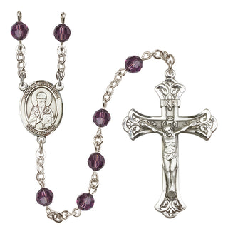Sterling Silver 6mm Austrian Crystal Saint Athanasius Rosary in Amethyst