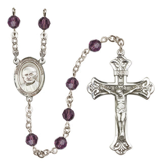 Sterling Silver 6mm Austrian Crystal Saint Arnold Janssen Rosary in Amethyst