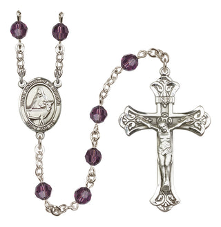 Sterling Silver 6mm Austrian Crystal Saint Catherine of Sweden Rosary in Amethyst