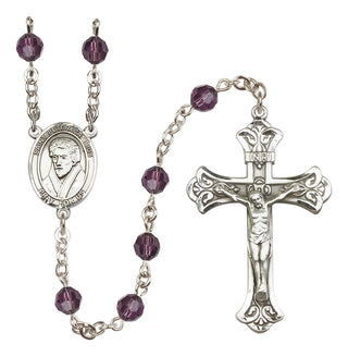 Sterling Silver 6mm Austrian Crystal Saint Peter Canisius Rosary in Amethyst