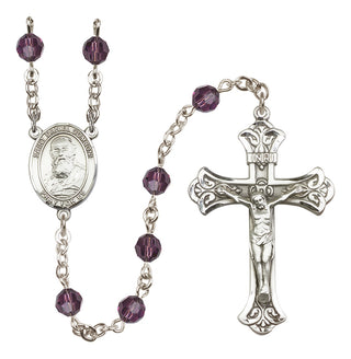Sterling Silver 6mm Austrian Crystal Saint Daniel Comboni Rosary in Amethyst
