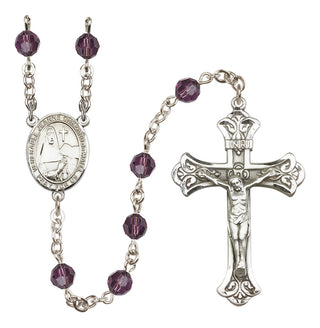 Sterling Silver 6mm Austrian Crystal Saint Jeanne Chezard de Matel Rosary in Amethyst