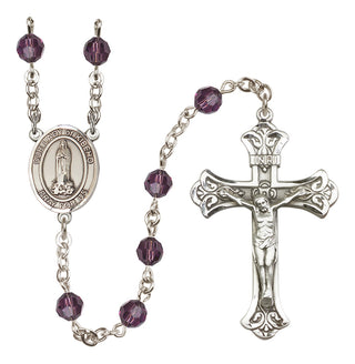 Sterling Silver 6mm Austrian Crystal Our Lady of Kibeho Rosary in Amethyst