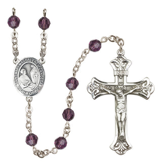 Sterling Silver 6mm Austrian Crystal Saint Mary Magdalene of Canossa Rosary in Amethyst