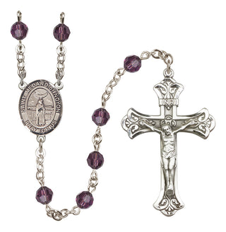 Sterling Silver 6mm Austrian Crystal Saint Medard of Noyon Rosary in Amethyst